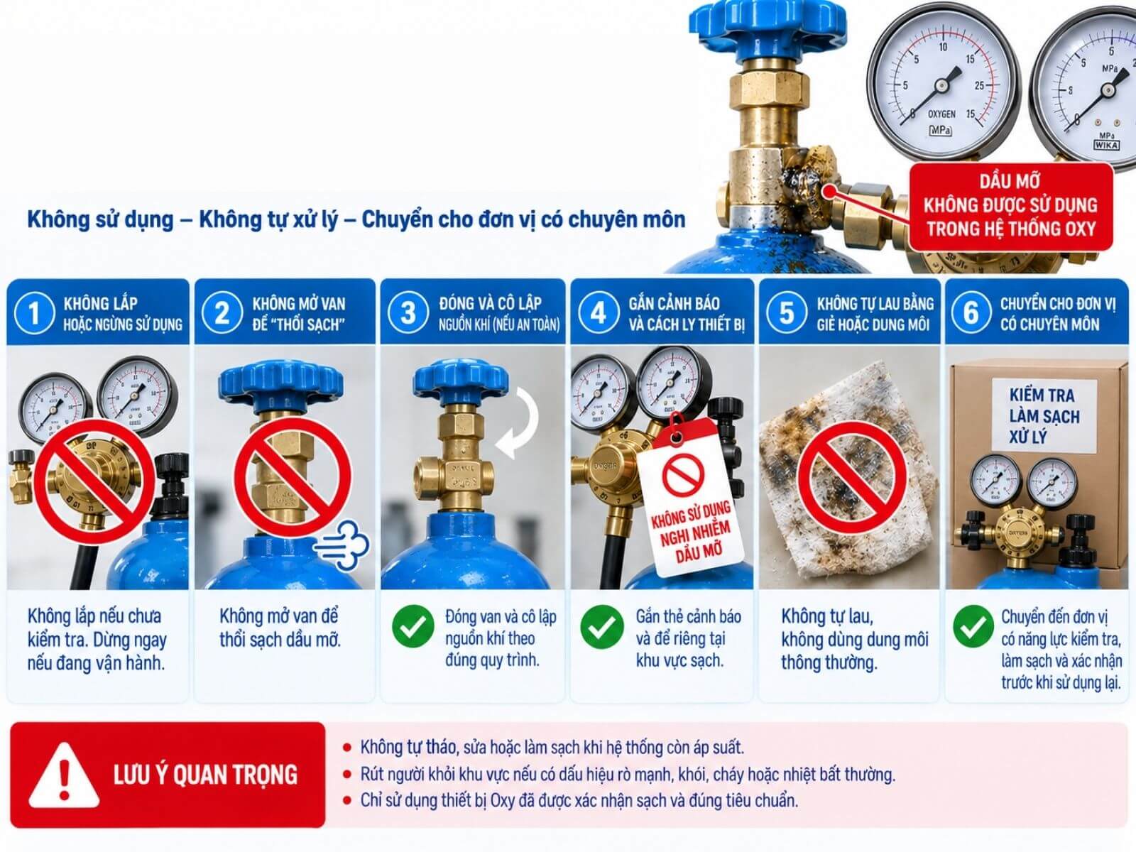Phải Làm Gì Khi Phát Hiện Thiết Bị Oxy Dính Dầu Mỡ?