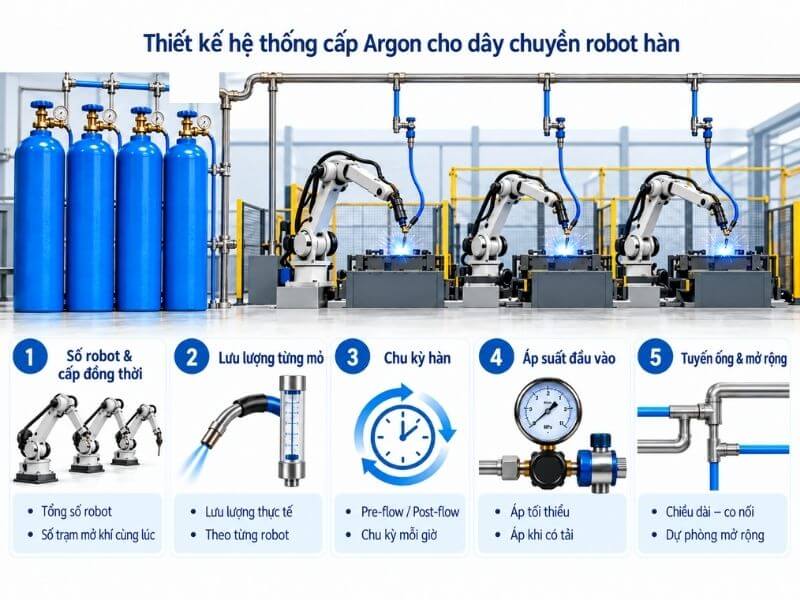 Dữ Liệu Cần Có Khi Thiết Kế Hệ Thống Cấp Khí Argon Cho Robot Hàn