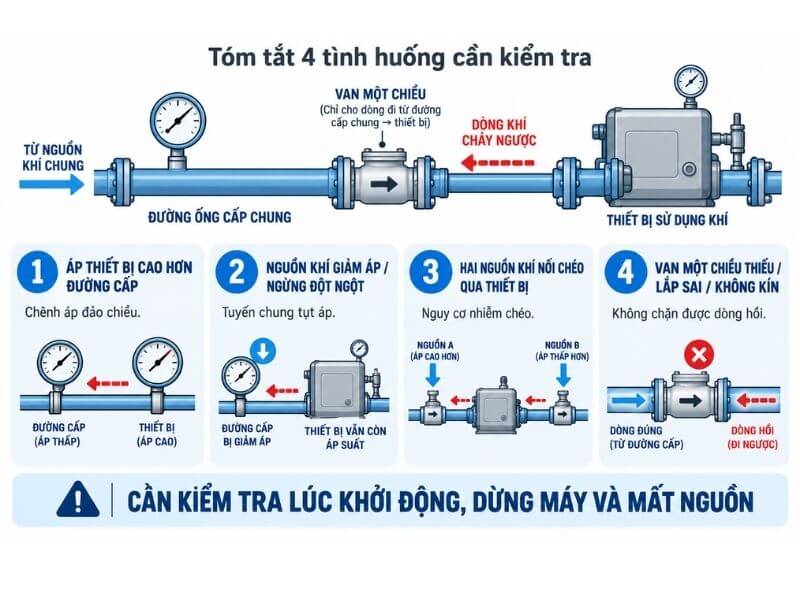 Khi Nào Khí Có Thể Chảy Ngược Vào Đường Ống Cấp Chung?