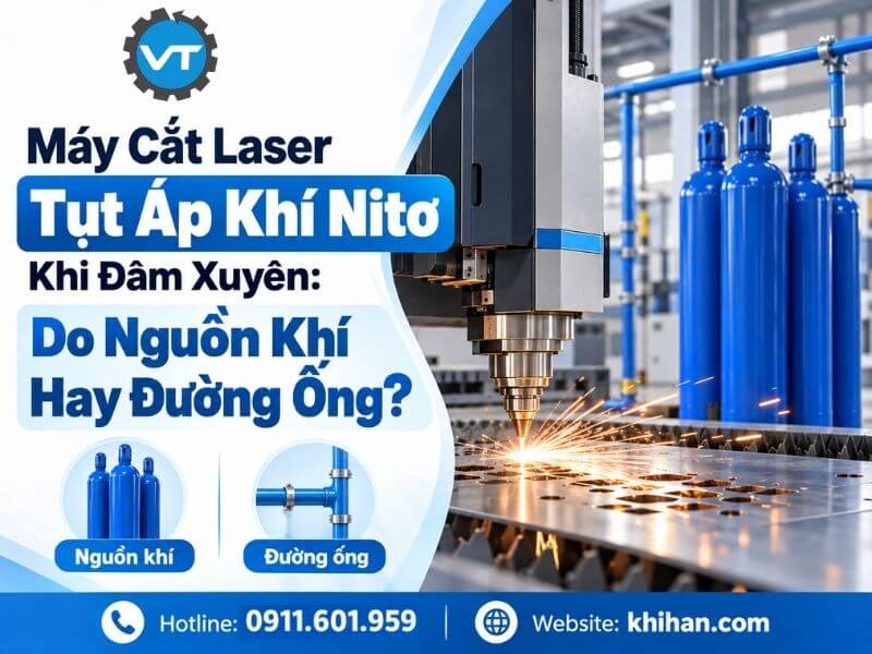Máy Cắt Laser Tụt Áp Khí Nitơ Khi Đâm Xuyên: Do Nguồn Khí Hay Đường Ống?
