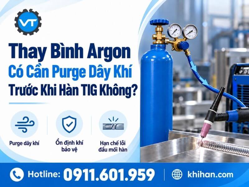 Thay Bình Argon Có Cần Purge Dây Khí Trước Khi Hàn TIG Không?